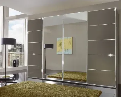 Westside 4-Door Mirror Sliding Wardrobe - Havana Glass