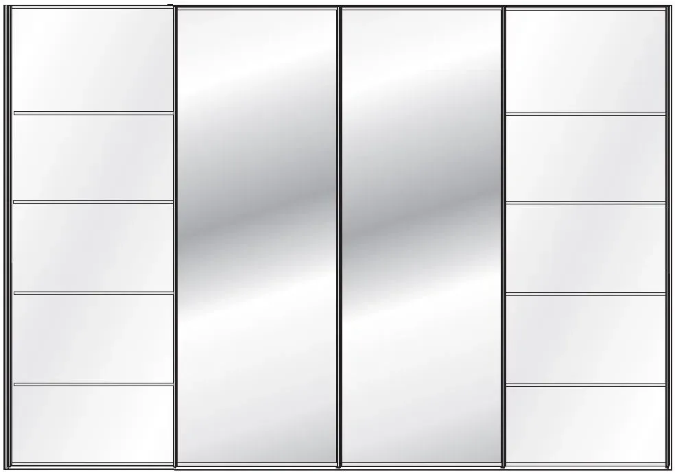 Westside 4-Door Mirror Sliding Wardrobe - White Glass