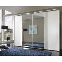 Westside 4-Door Mirror Sliding Wardrobe - White Glass