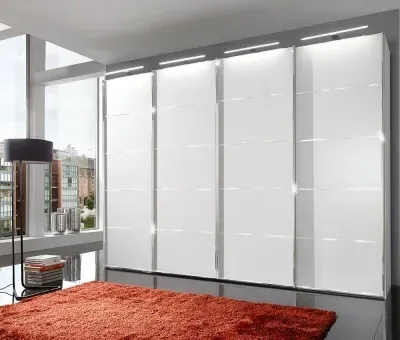 Westside 4-Door Sliding Wardrobe with Chrome Trim - White