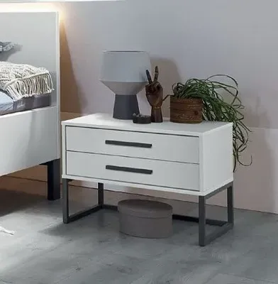 Wiemann Breda 2 Drawer Bedside Cabinet - White
