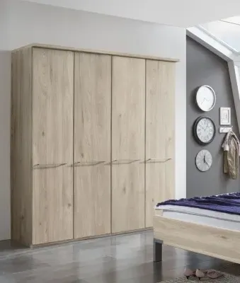 Wiemann Dakar 2 4 Door Wardrobe - Rustic Oak, Silver Handles image