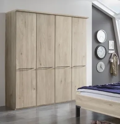 Wiemann Dakar 2 4 Door Wardrobe - Rustic Oak, Slate Handles