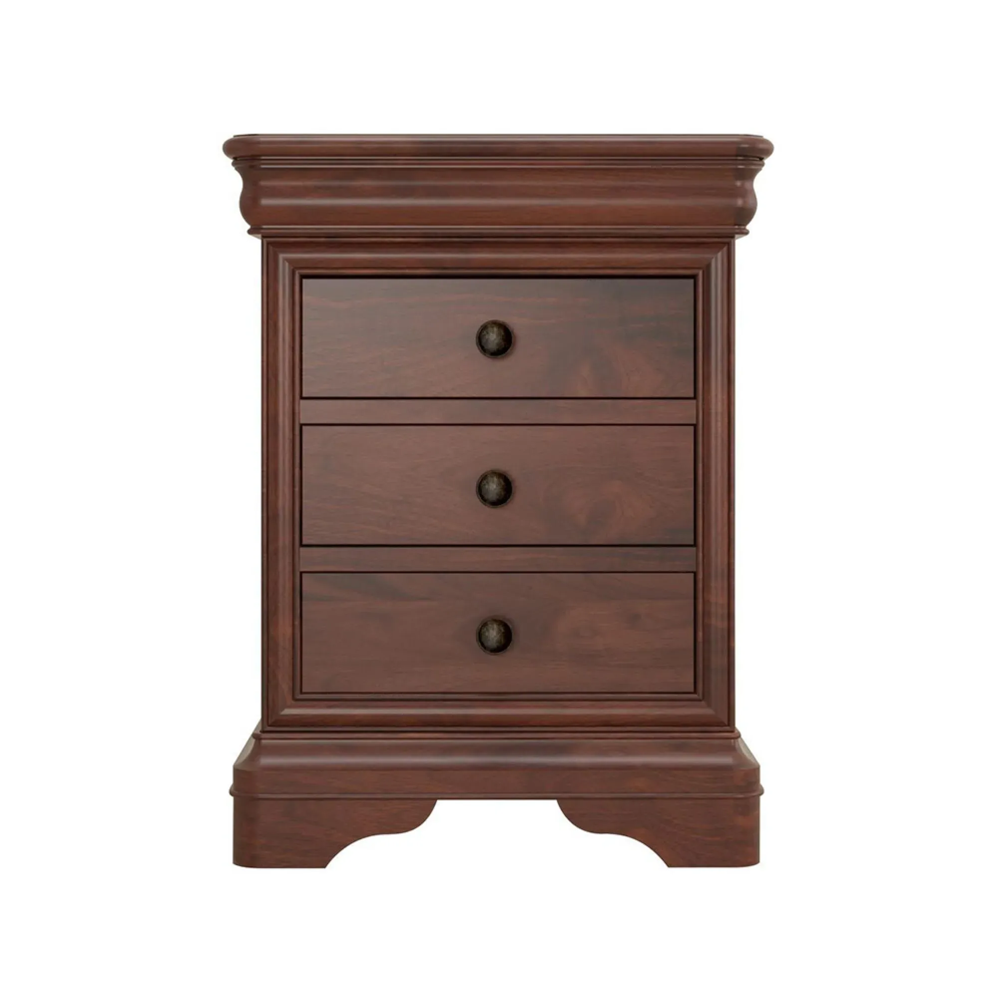 Antoinette 3 Drawer Bedside Cabinet - Dark Cherrywood