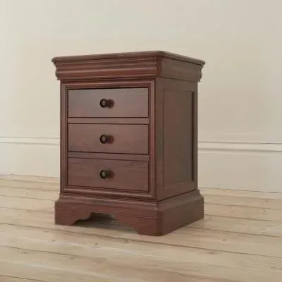 Antoinette 3 Drawer Bedside Cabinet - Dark Cherrywood image