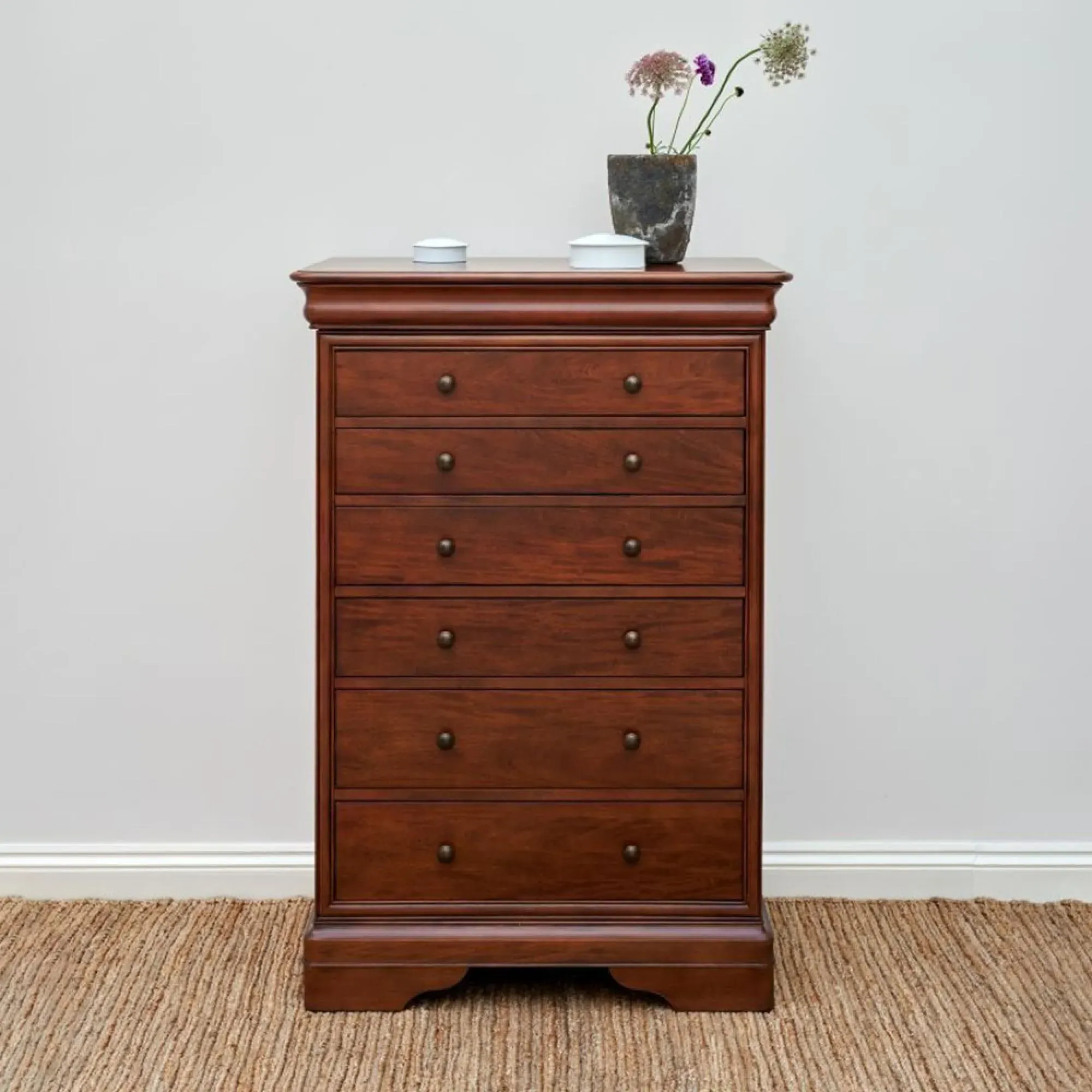 Antoinette 6 Drawer Tall Chest - Dark Cherrywood
