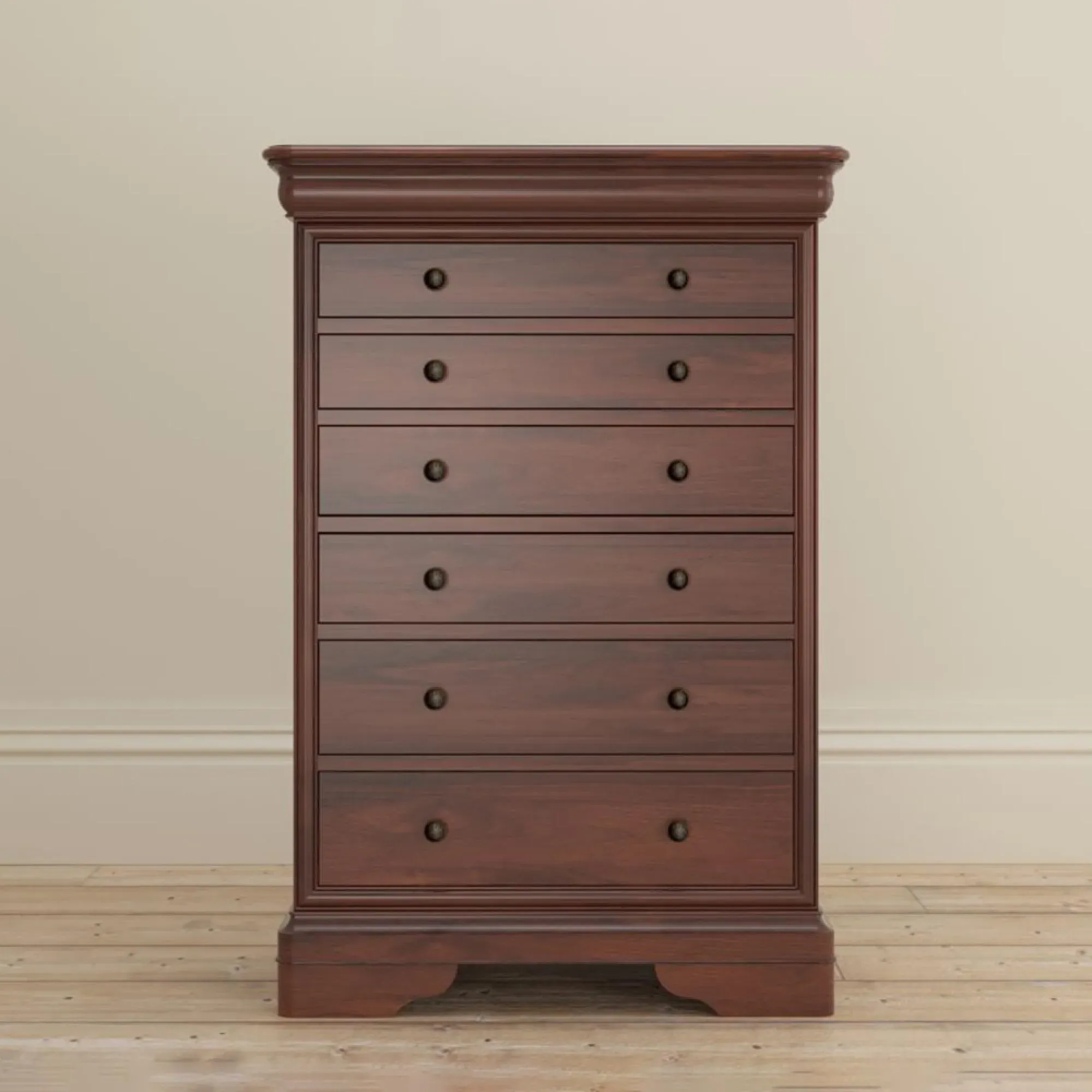 Antoinette 6 Drawer Tall Chest - Dark Cherrywood