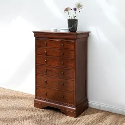 Antoinette 6 Drawer Tall Chest - Dark Cherrywood