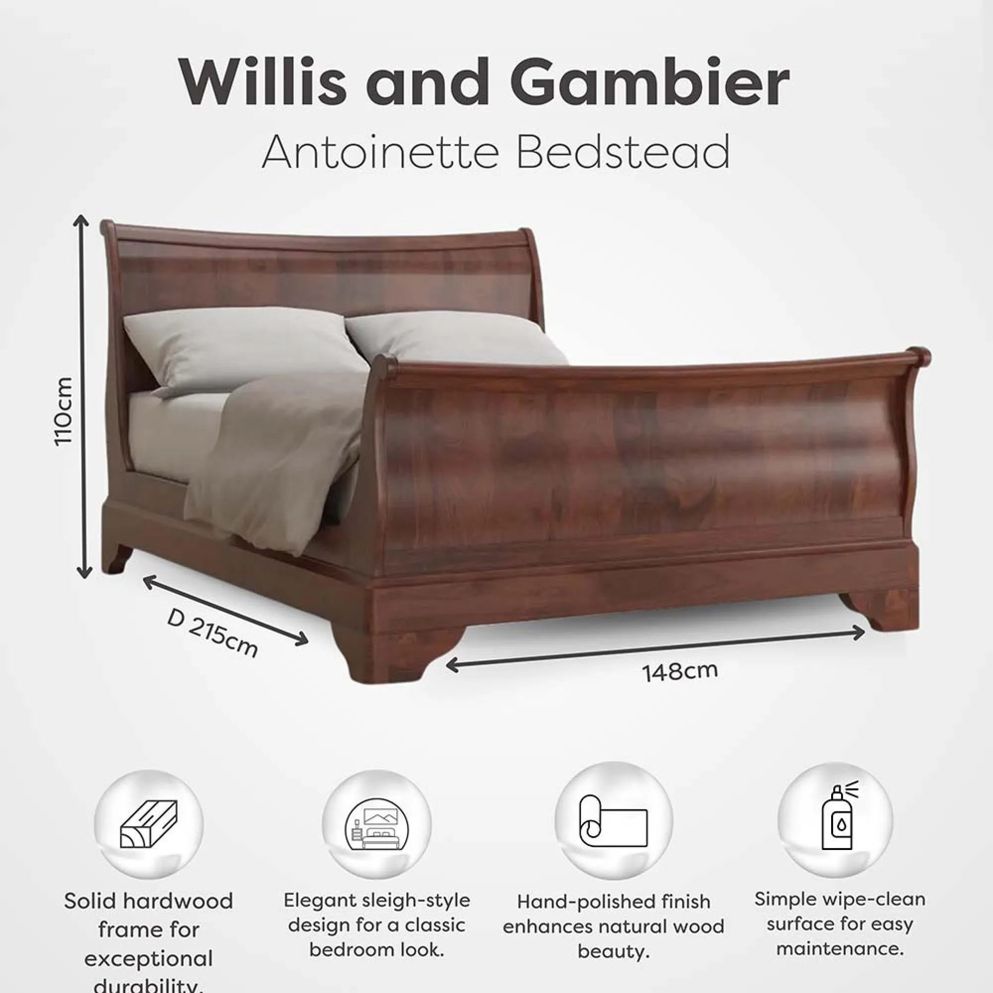Antoinette Bed Frame - Dark Cherrywood