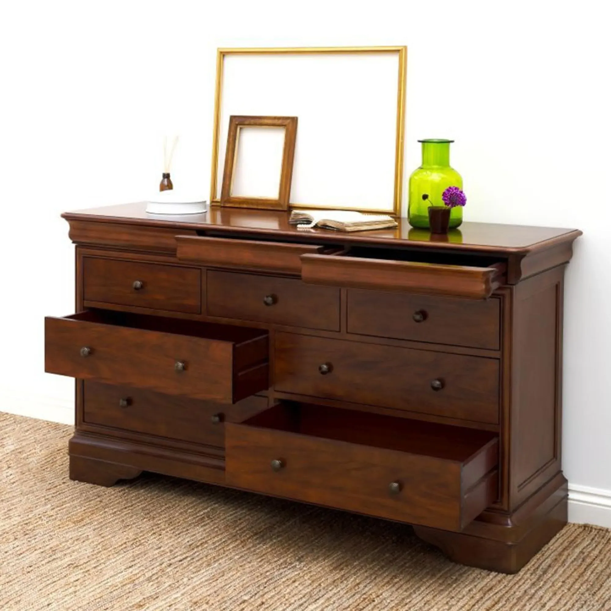 Antoinette Wide 4+3 Drawer Chest - Dark Cherrywood