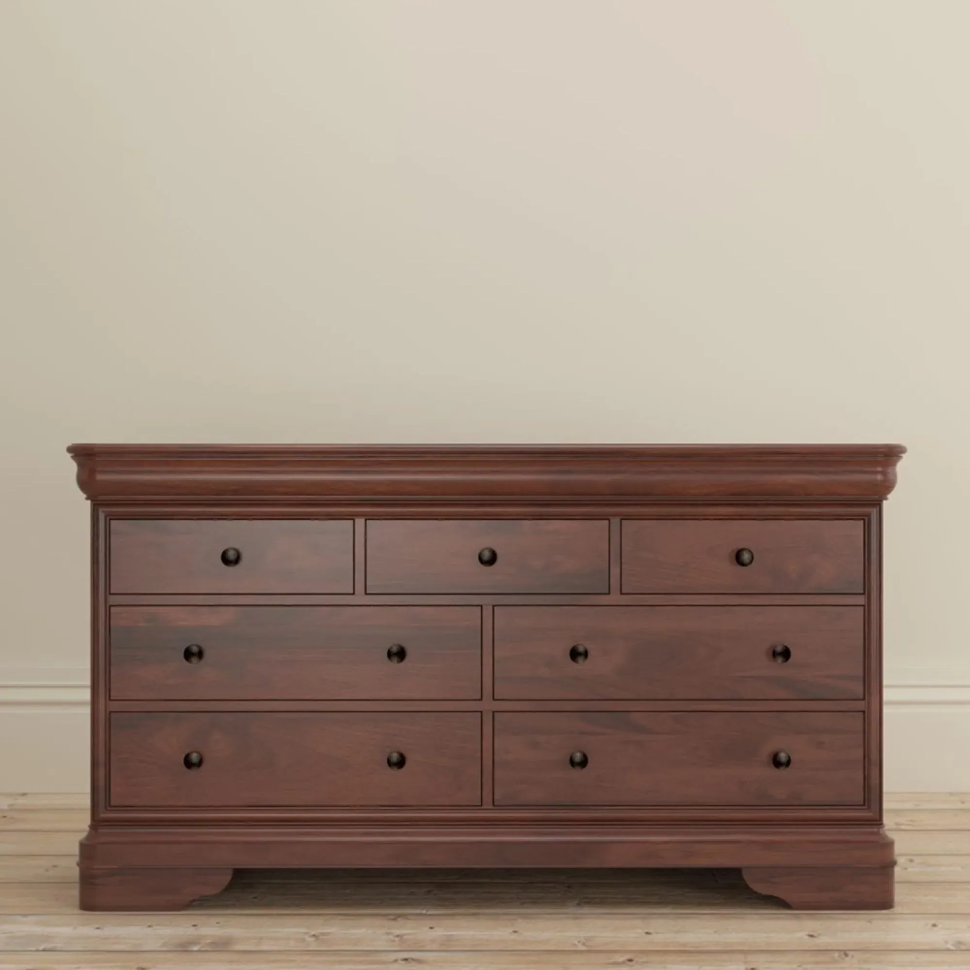 Antoinette Wide 4+3 Drawer Chest - Dark Cherrywood