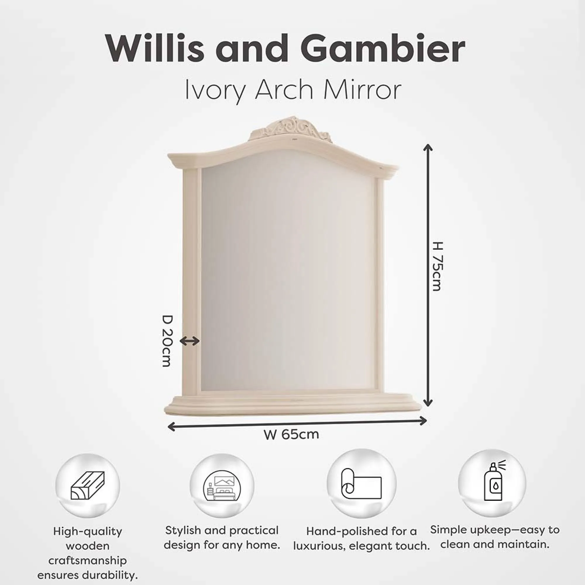 Arch Dressing Mirror - Ivory