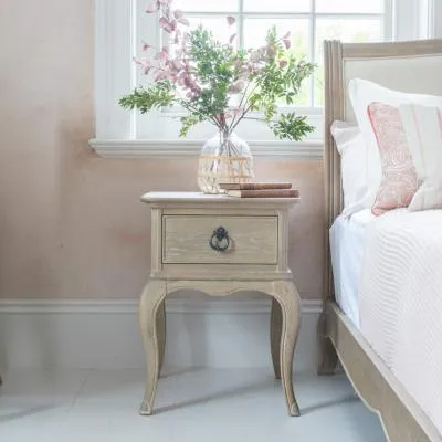 Camille 1 Drawer Bedside Table - Grey, Oak