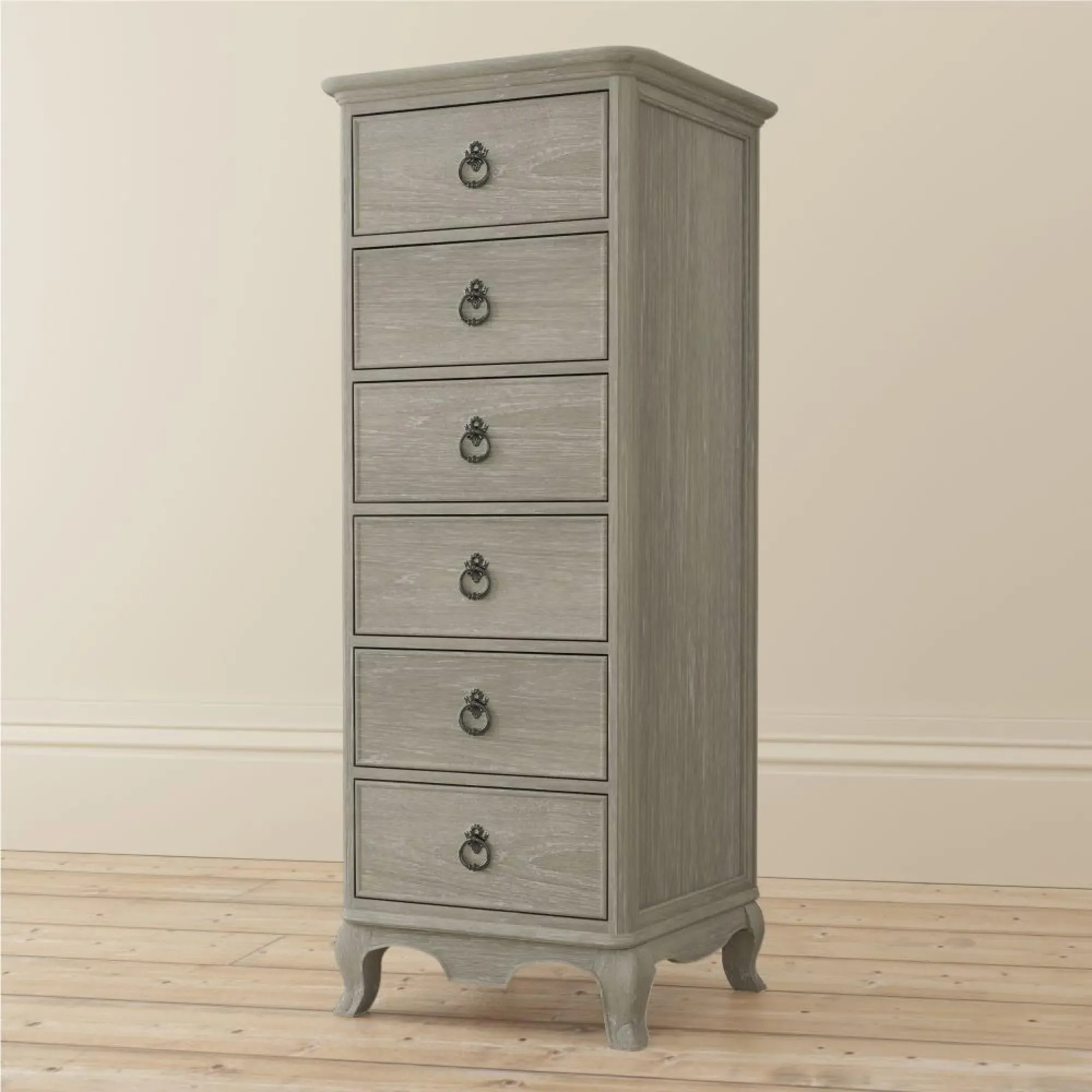 Camille 6 Drawer Tall Chest - Grey, Oak