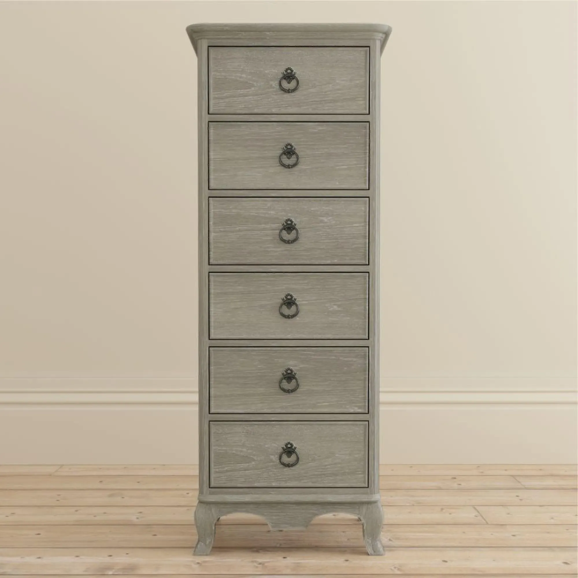 Camille 6 Drawer Tall Chest - Grey, Oak