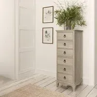 Camille 6 Drawer Tall Chest - Grey, Oak