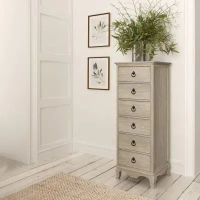 Camille 6 Drawer Tall Chest - Grey, Oak image