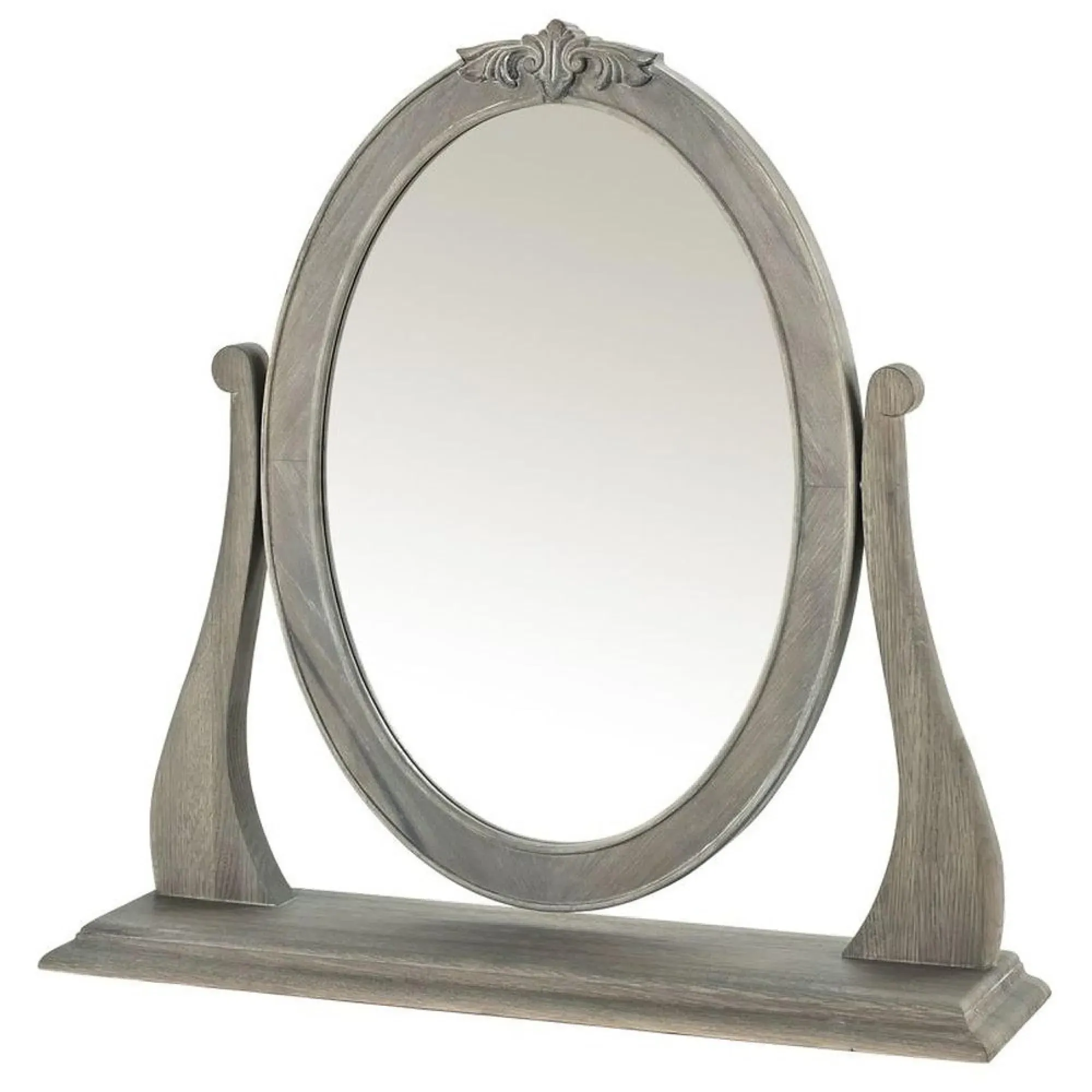 Camille Oval Gallery Mirror - Grey, Oak