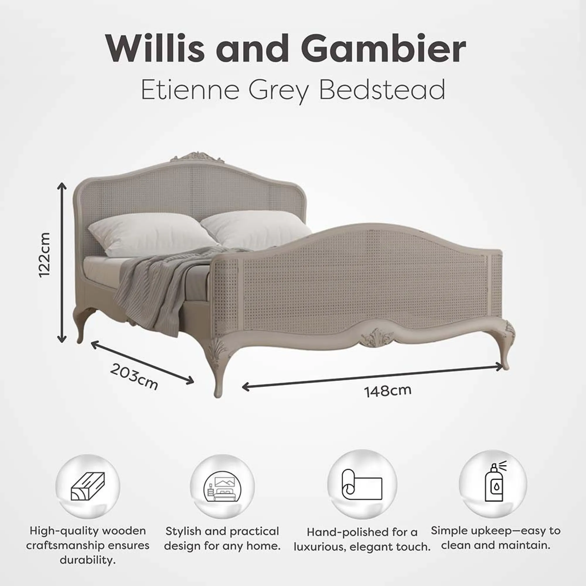 Etienne Bed Frame - Grey