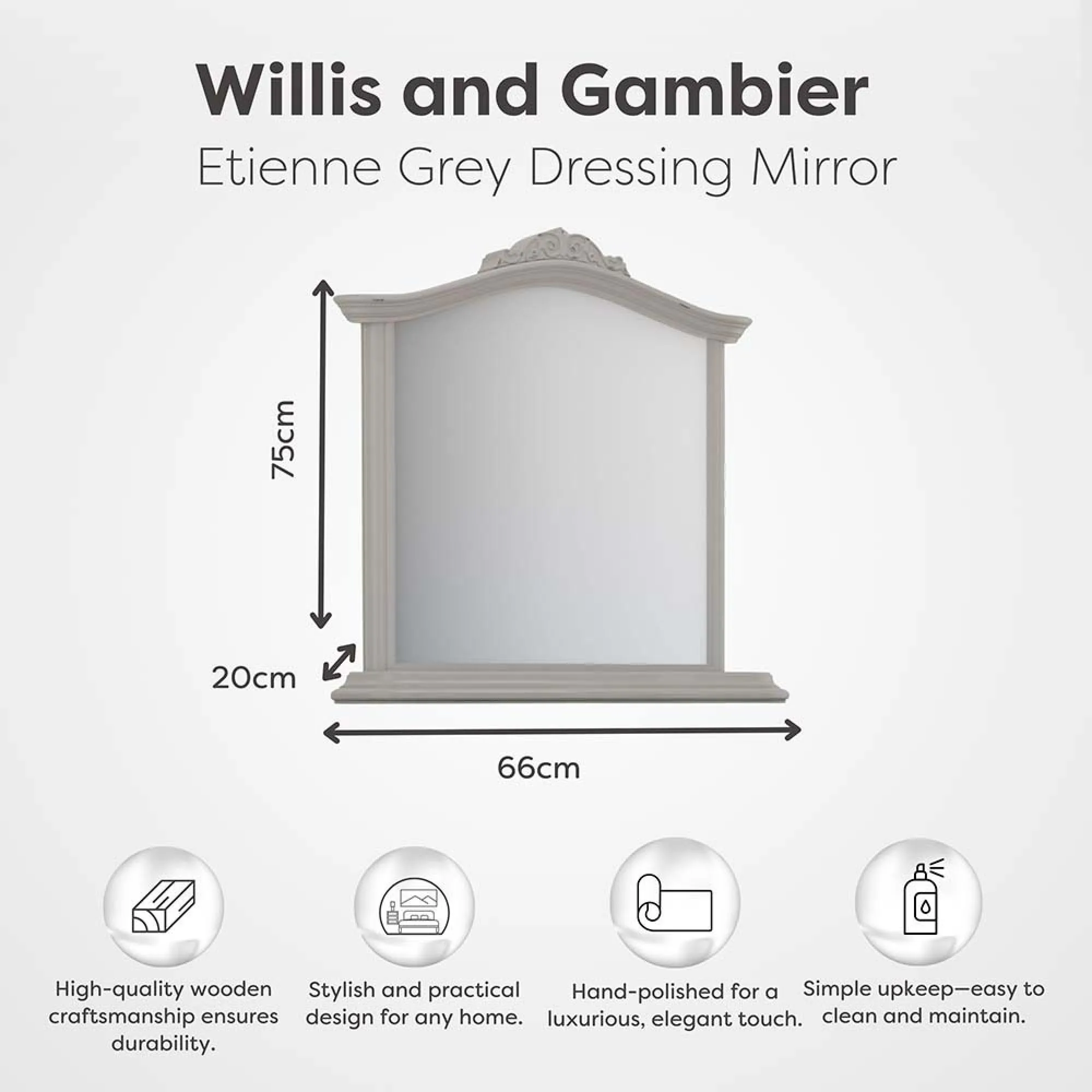 Etienne Dressing Mirror - Grey