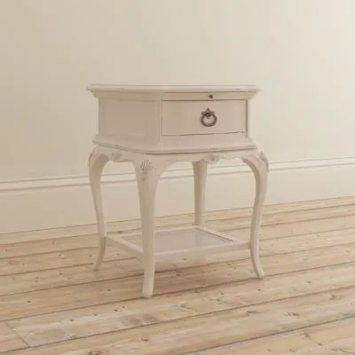 Ivory 1 Drawer Bedside Table - Ivory