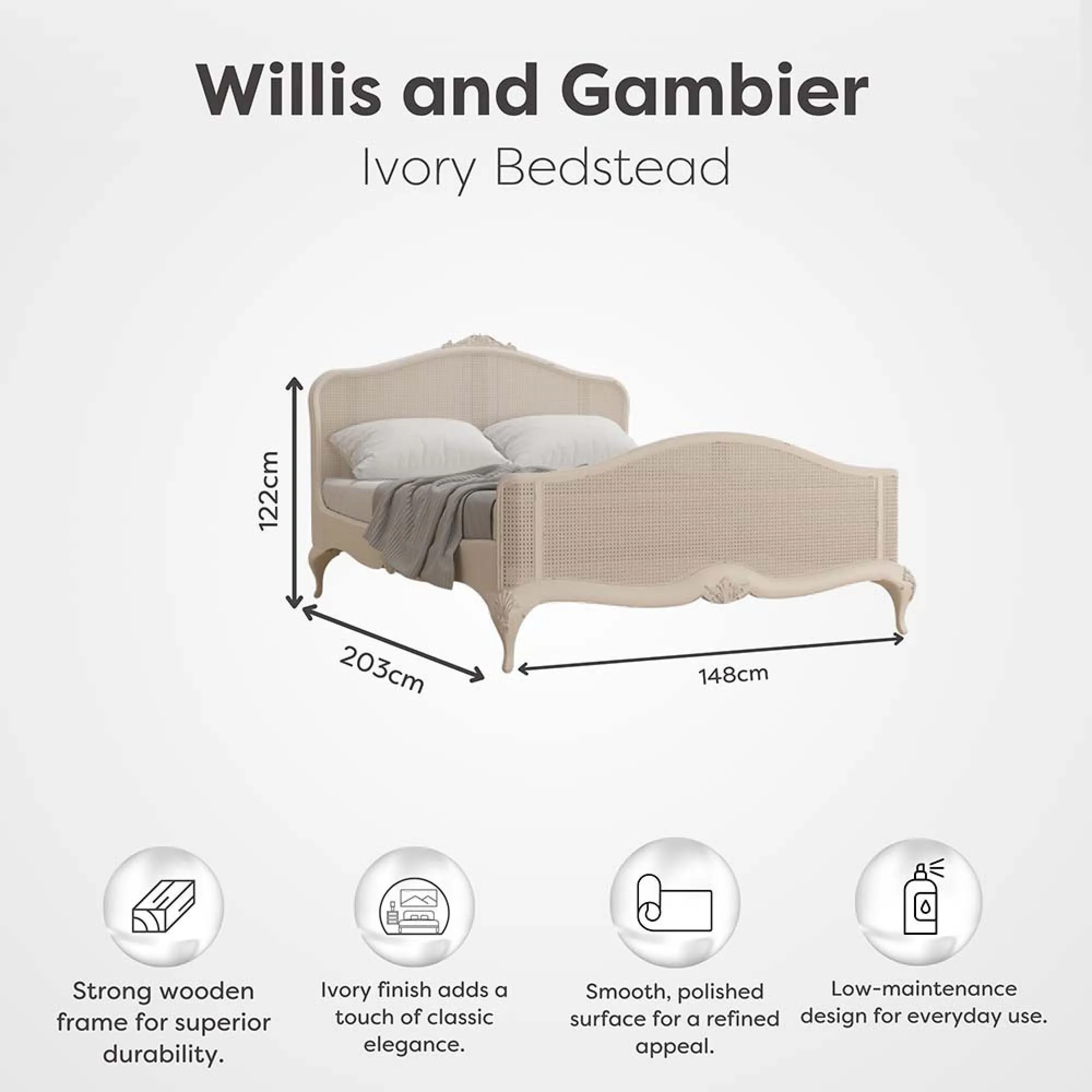 Ivory Bed Frame - Ivory