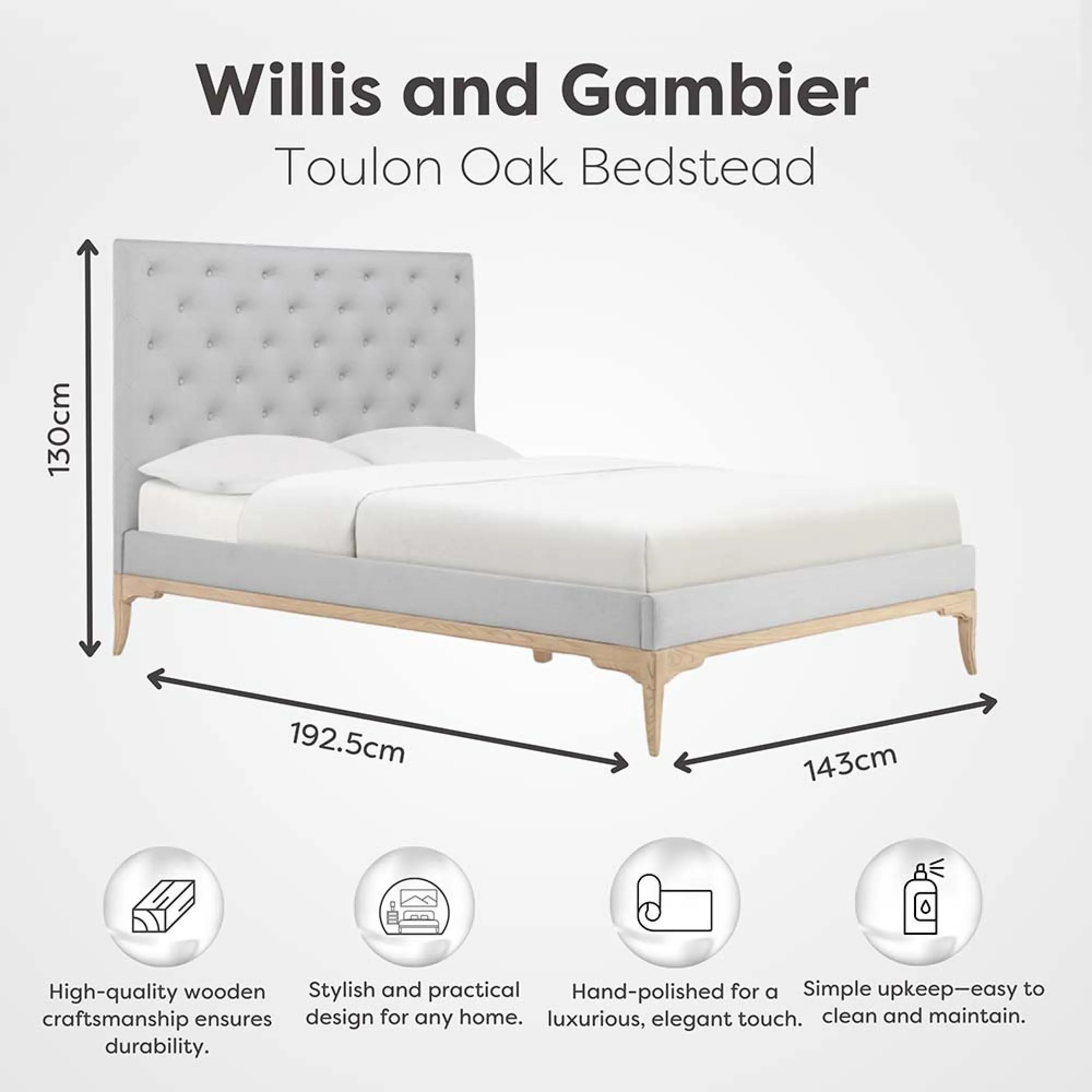 Toulon Bed Frame - Oak