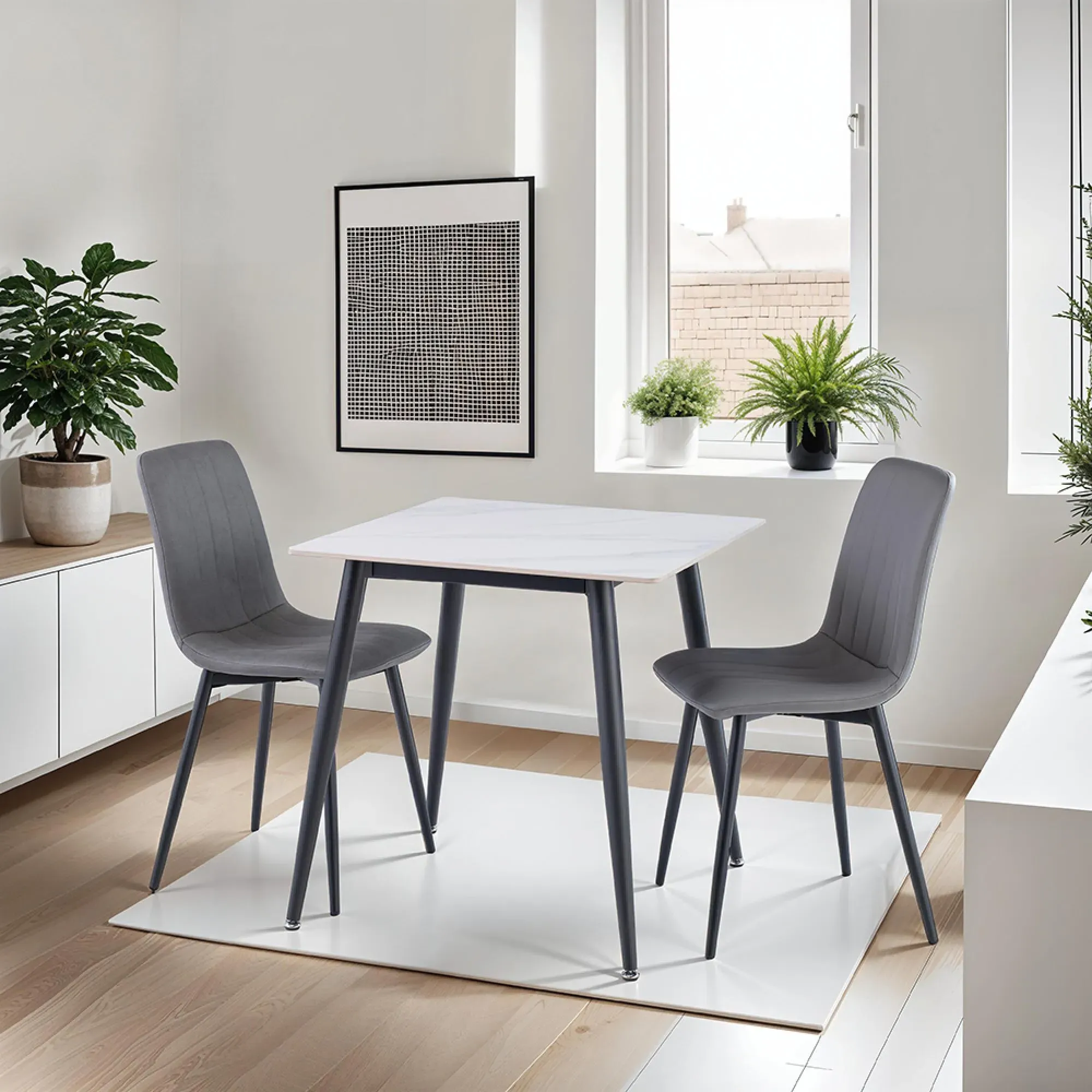 4-Pack Dining Chairs - Grey, Faux Leather