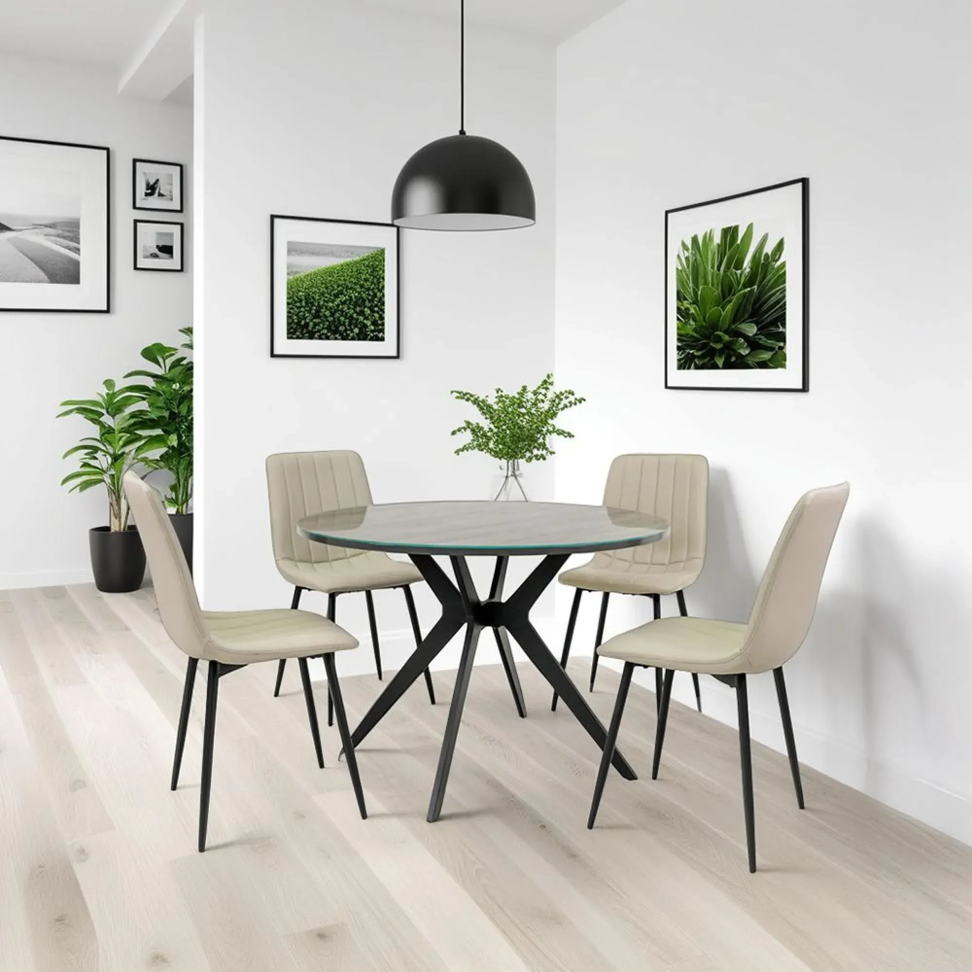 4-Pack Dining Chairs - Stone, Faux Leather