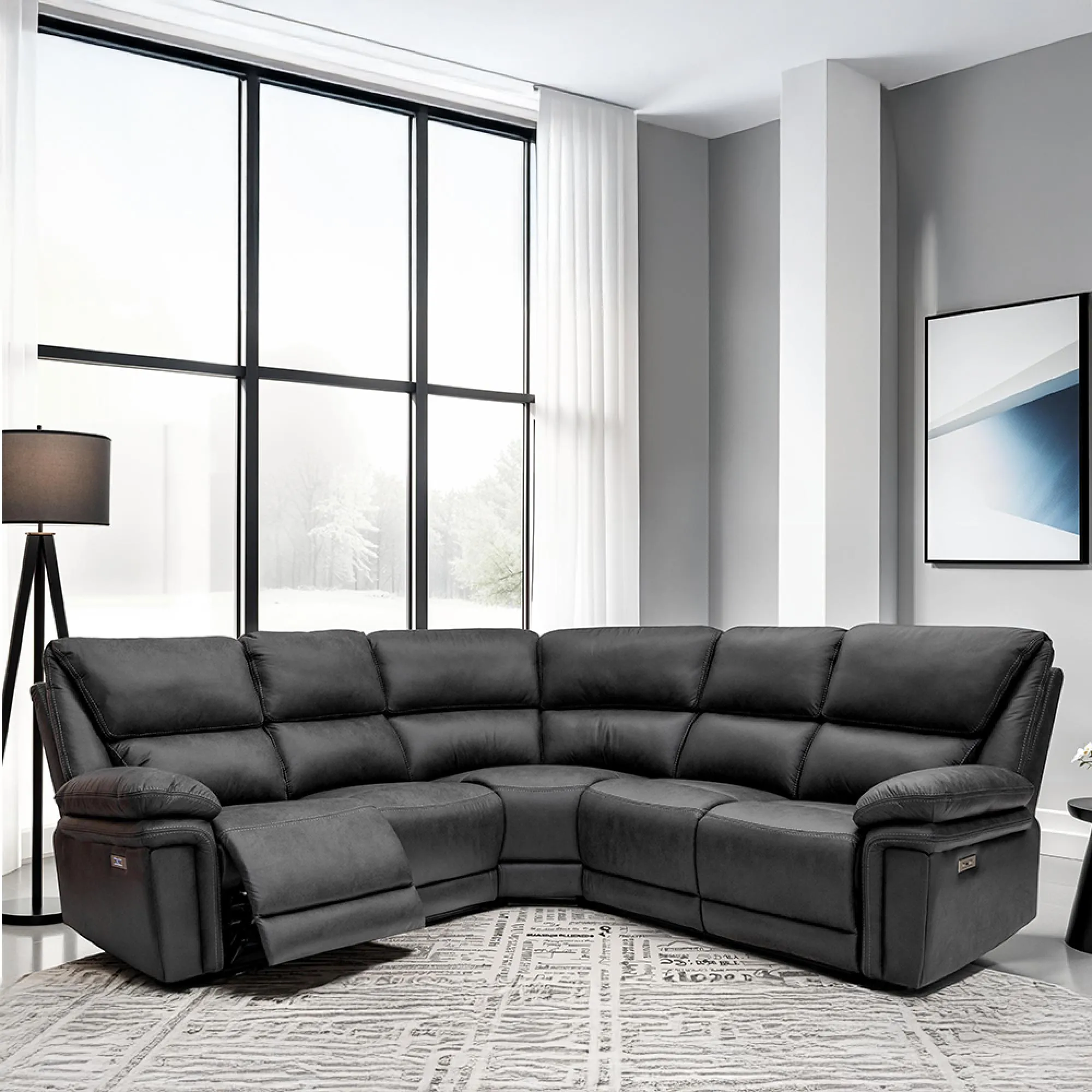 Albany Corner Recliner Sofa - Charcoal, Fabric