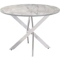 Alden 4 Seater Round Dining Table - White, Glass