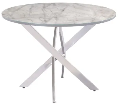 Alden 4 Seater Round Dining Table - White, Glass