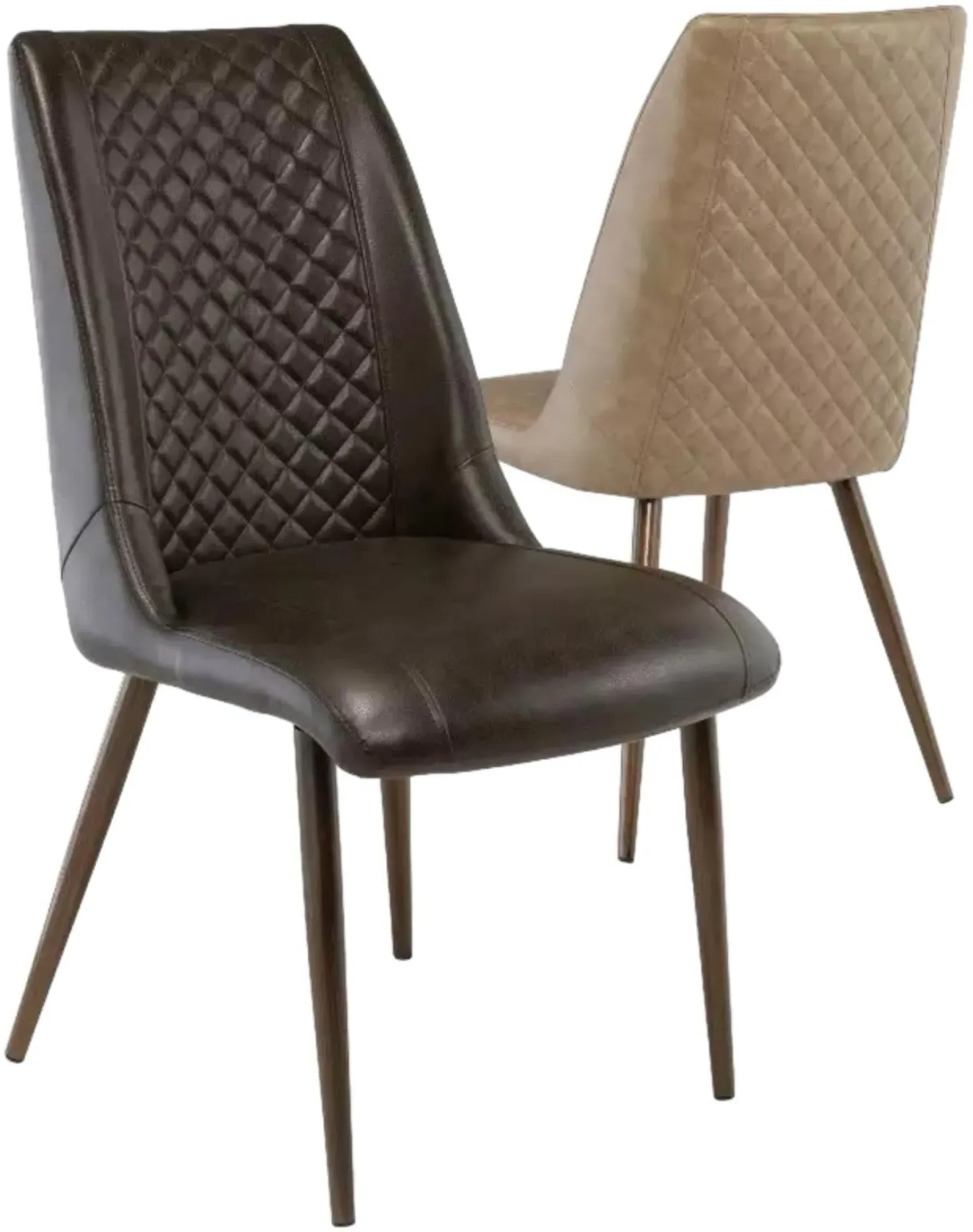 Amber Dining Chair Set of 2 - Taupe, Faux Leather