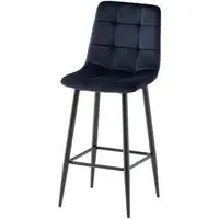 Bella Counter Stool Set of 2 - Deep Blue, Velvet