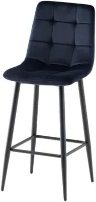 Bella Counter Stool Set of 2 - Deep Blue, Velvet image