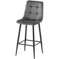 Bella Counter Stool Set of 2 - Grey, Velvet