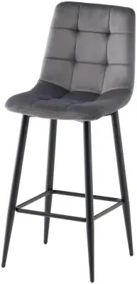 Bella Counter Stool Set of 2 - Grey, Velvet