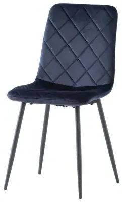 Bella Cross Stitched Dining Chairs - Blue, Velvet image