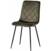 Bella Cross Stitched Dining Chairs - Green, Velvet