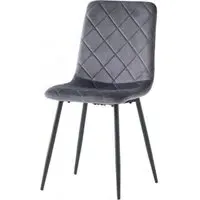 Bella Cross Stitched Dining Chairs - Grey, Velvet