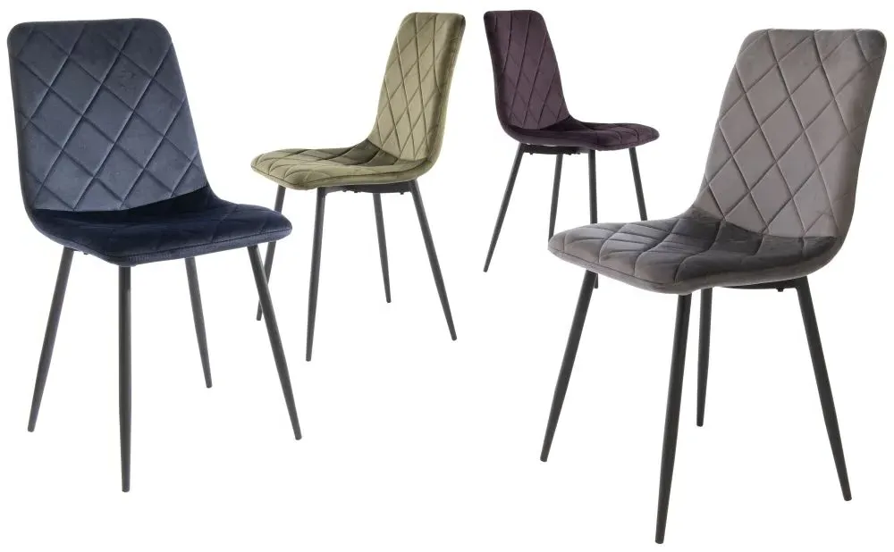 Bella Cross Stitched Dining Chairs - Purple, Velvet