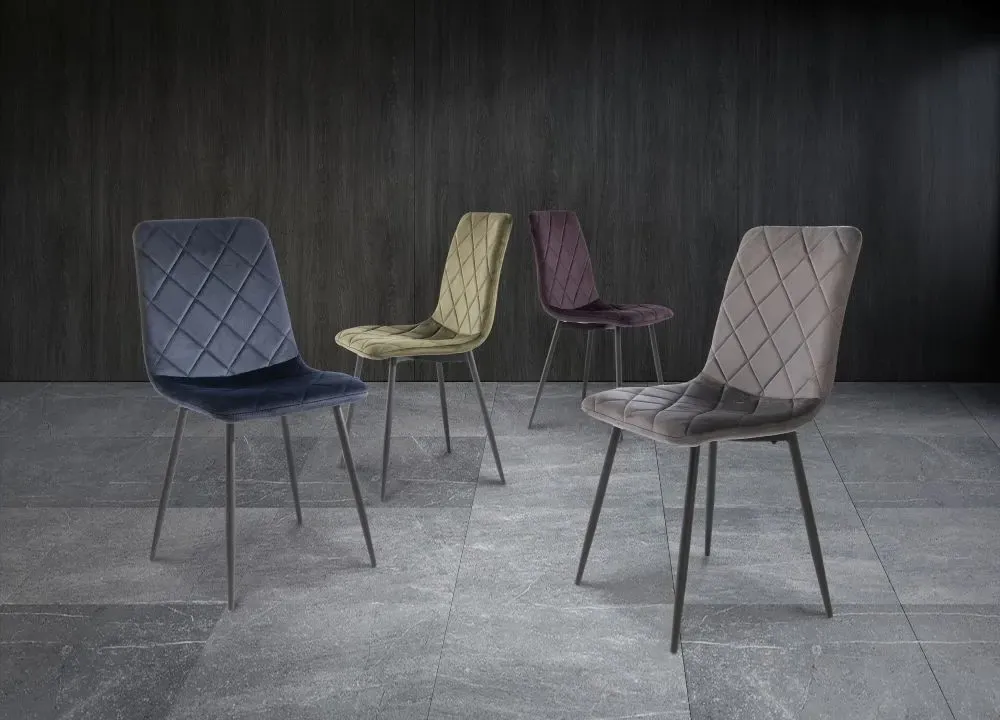 Bella Cross Stitched Dining Chairs - Purple, Velvet