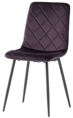 Bella Cross Stitched Dining Chairs - Purple, Velvet