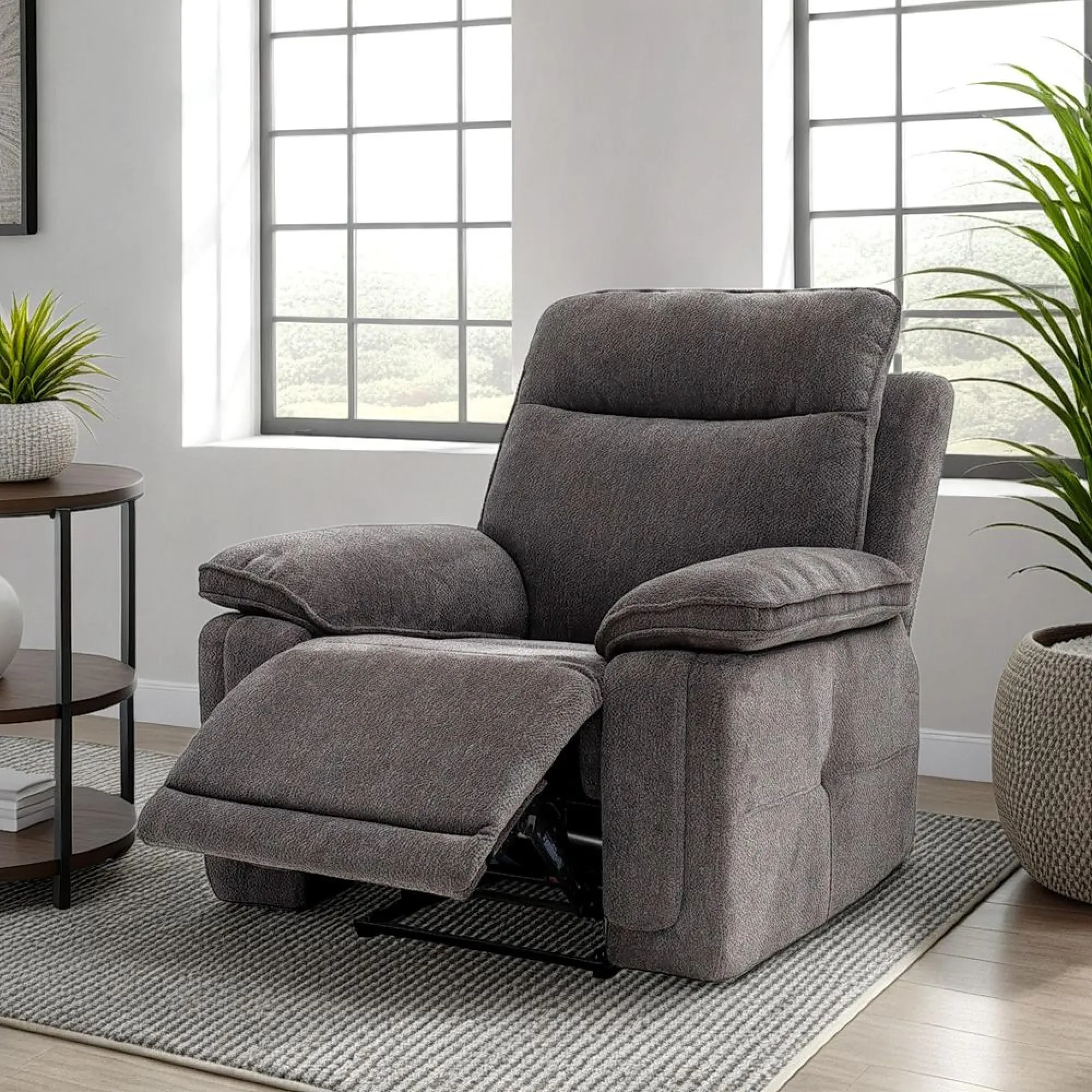 Cadenza Electric Recliner Armchair - Charcoal, Fabric