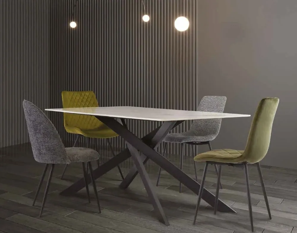 Camilla 6 Seater Dining Table - Kass Gold, Sintered Stone