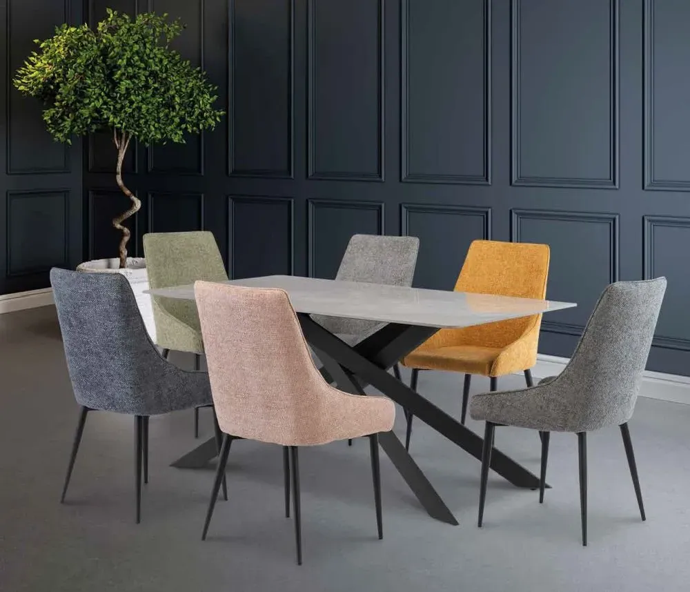 Camilla 6 Seater Dining Table - Rebecca Grey, Sintered Stone