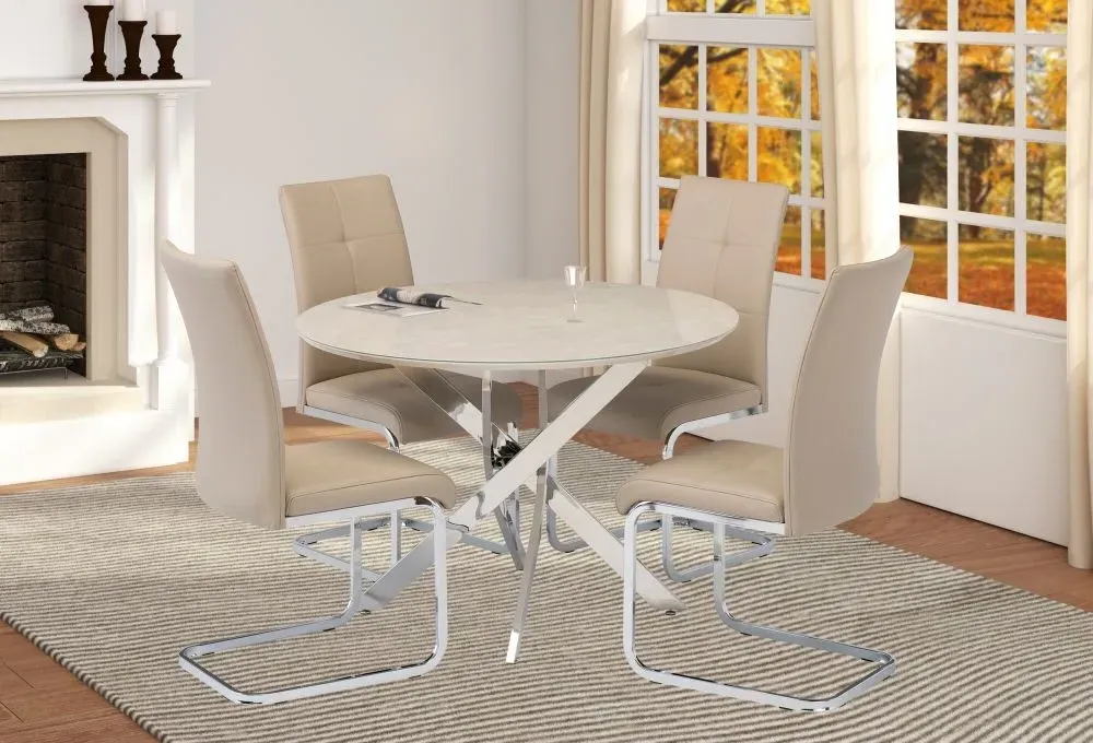 Capri 2 Seater Round Dining Table - Natural, Glass