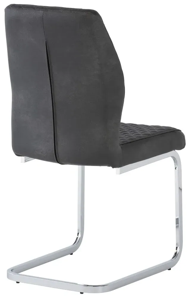 Capri Dining Chair with Chrome Base - Grey, Fabric