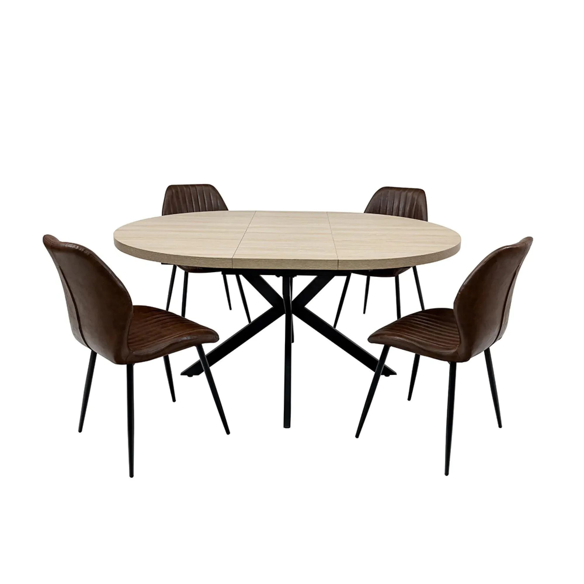 Dalton Round Extending Dining Table with Spider Legs - Light Oak