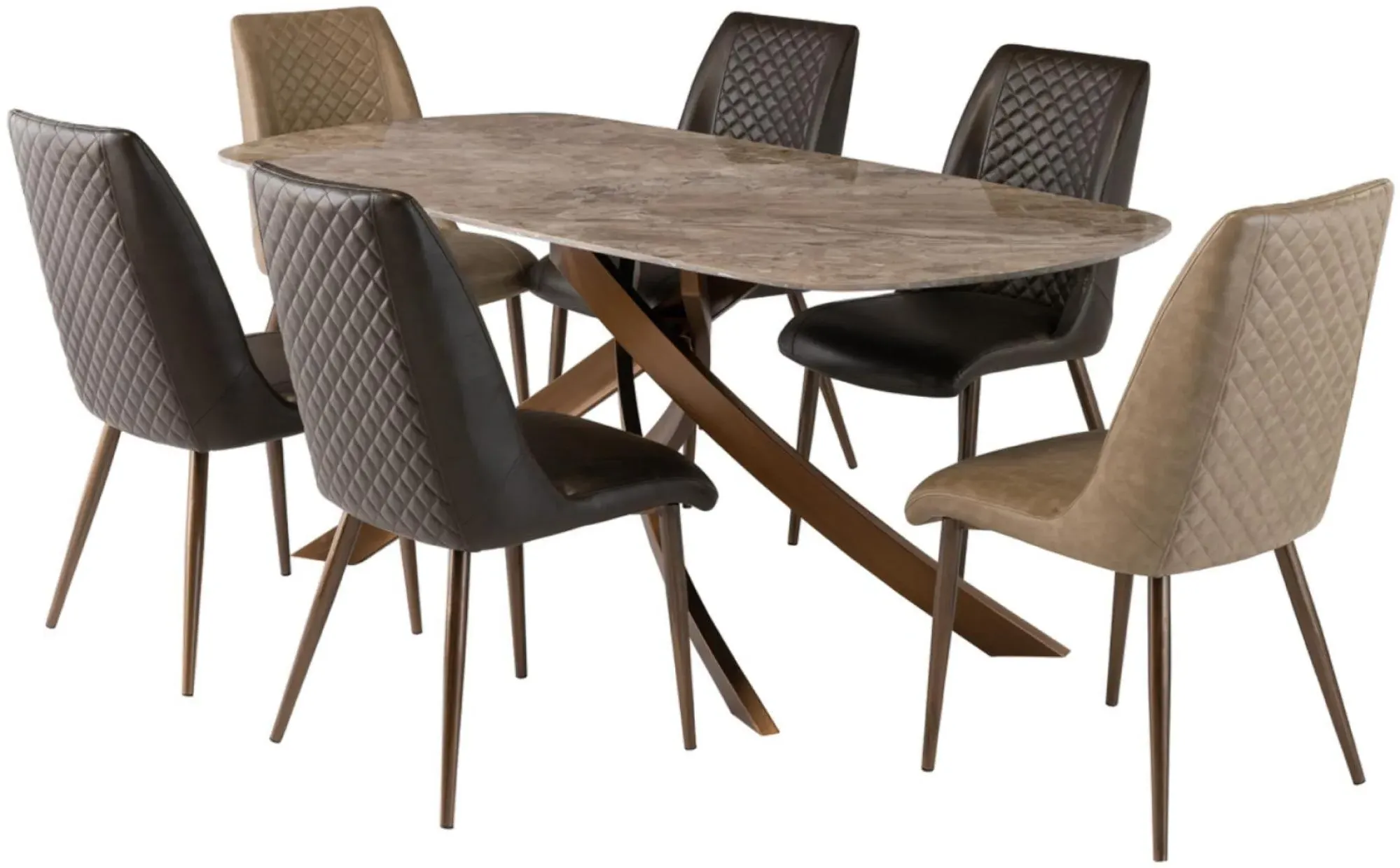 Fendi 6-Seater Dining Table - Brown, Marble